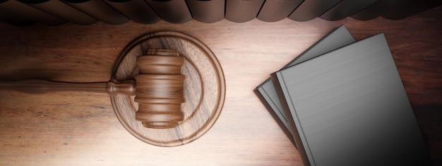 A gavel resting on a law book, symbolizing the legal process of probate and estate administration. The setting is formal and authoritative.