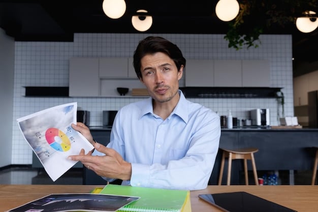 A person reviewing financial documents with a thoughtful expression, with graphs and charts blurred in the background, symbolizing the need for careful investment analysis and tax planning.