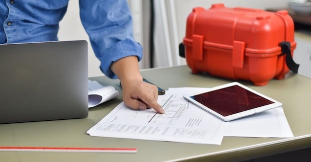 A close-up of hands filling out an Emergency Rental Assistance application form, with a laptop showing a government website in the background. The image should emphasize the importance of accurate and complete applications.