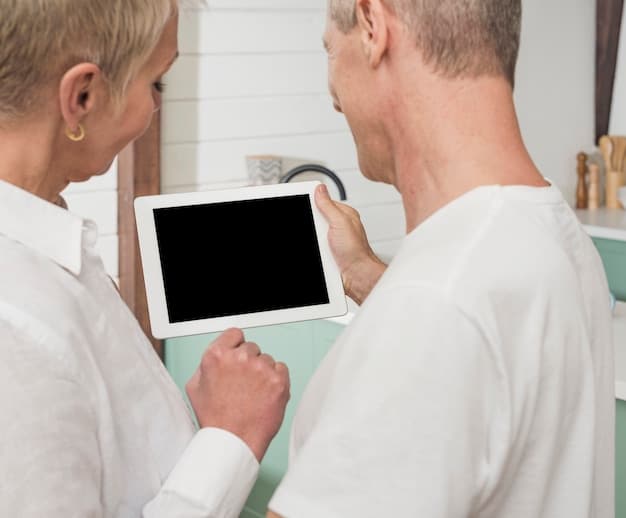 A tablet displaying the Medicare Plan Finder tool with various Part D plans being compared side-by-side.