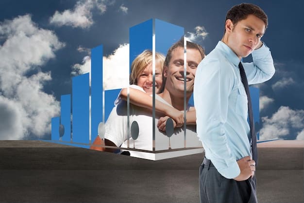 A split-screen image showing contrasting scenarios: on one side, people happily shopping and buying homes with low interest rates; on the other side, concerned individuals facing high credit card debt and struggling with mortgage payments due to increased interest rates.