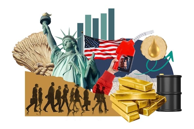 A collage of images representing different sectors of the US economy that might be affected by a recession, including housing construction, retail storefronts, and manufacturing plants. Each image reflects a struggle or downturn in that sector.