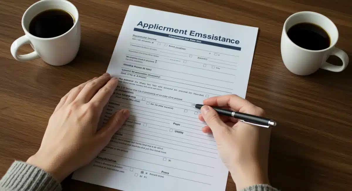 Hands completing an application form for low-income energy assistance programs