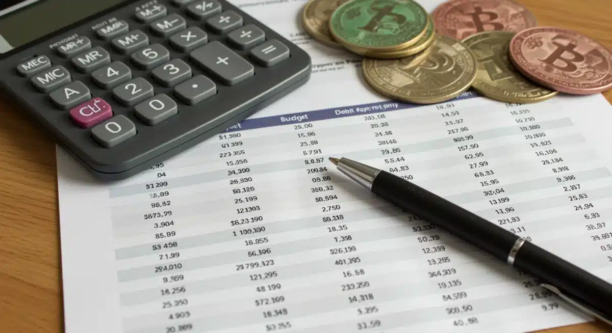 Detailed budget spreadsheet with categories for income and expenses