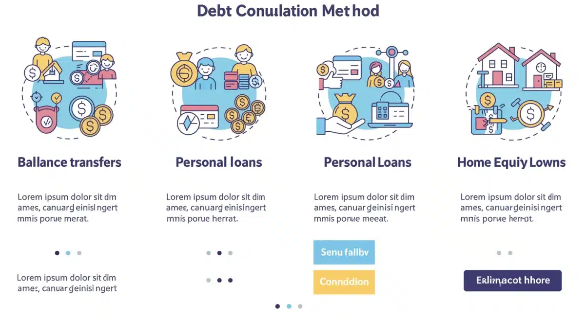 Infographic comparing various debt consolidation methods and their benefits