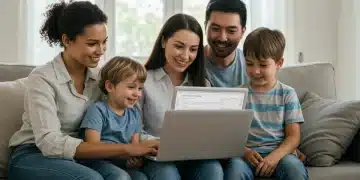 Family reviewing Child Tax Credit information on a laptop