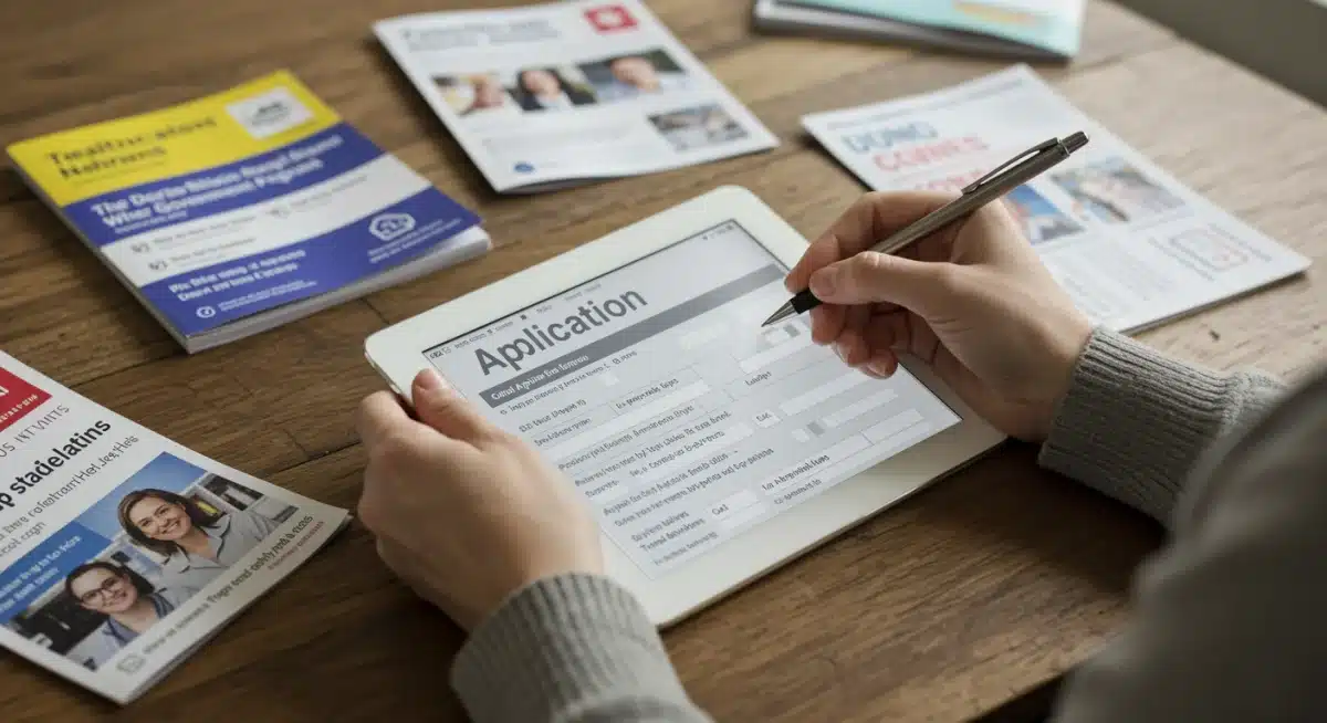 Individual diligently completing a Medicaid application form