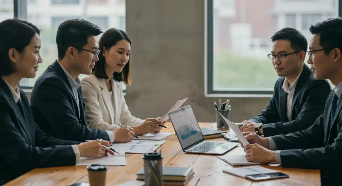 Business leaders discussing economic forecasts and interest rate changes