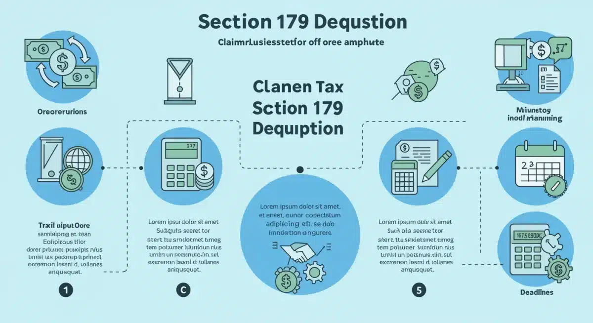 Infographic explaining the process and benefits of the Section 179 deduction for businesses.