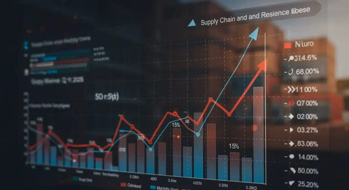 Digital dashboard showing supply chain resilience KPIs and financial projections