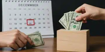 Hands donating money into a box with a December 31st calendar, symbolizing year-end tax-advantaged charitable giving.