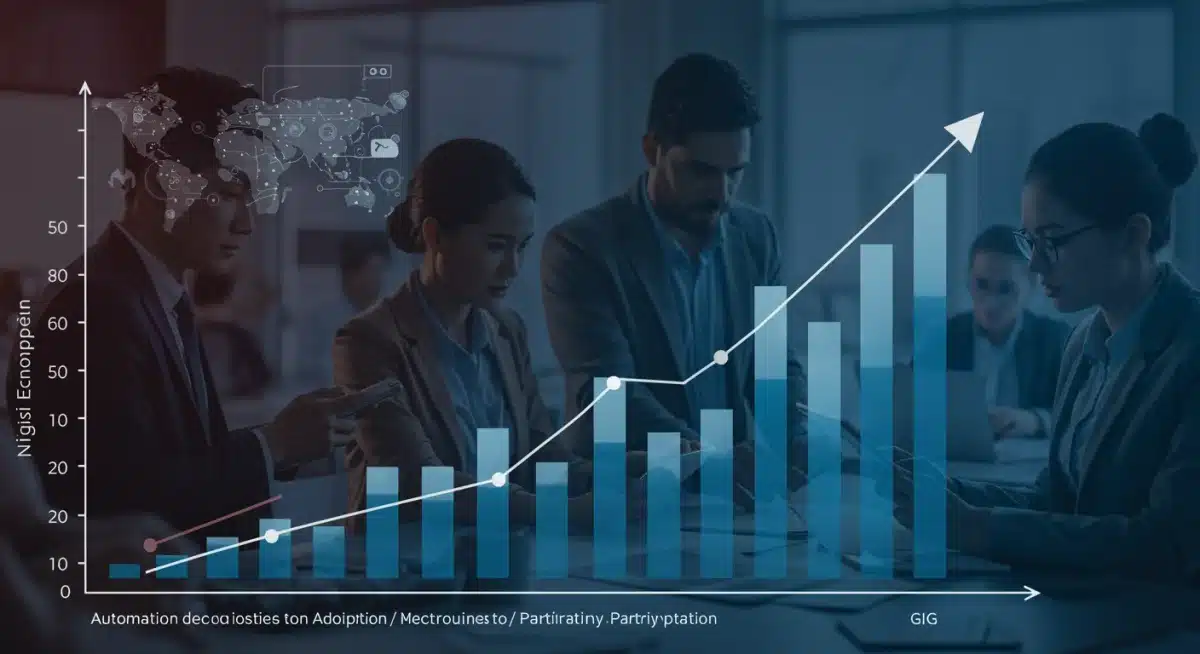 Graph illustrating rising automation and gig economy participation impacting the future workforce.