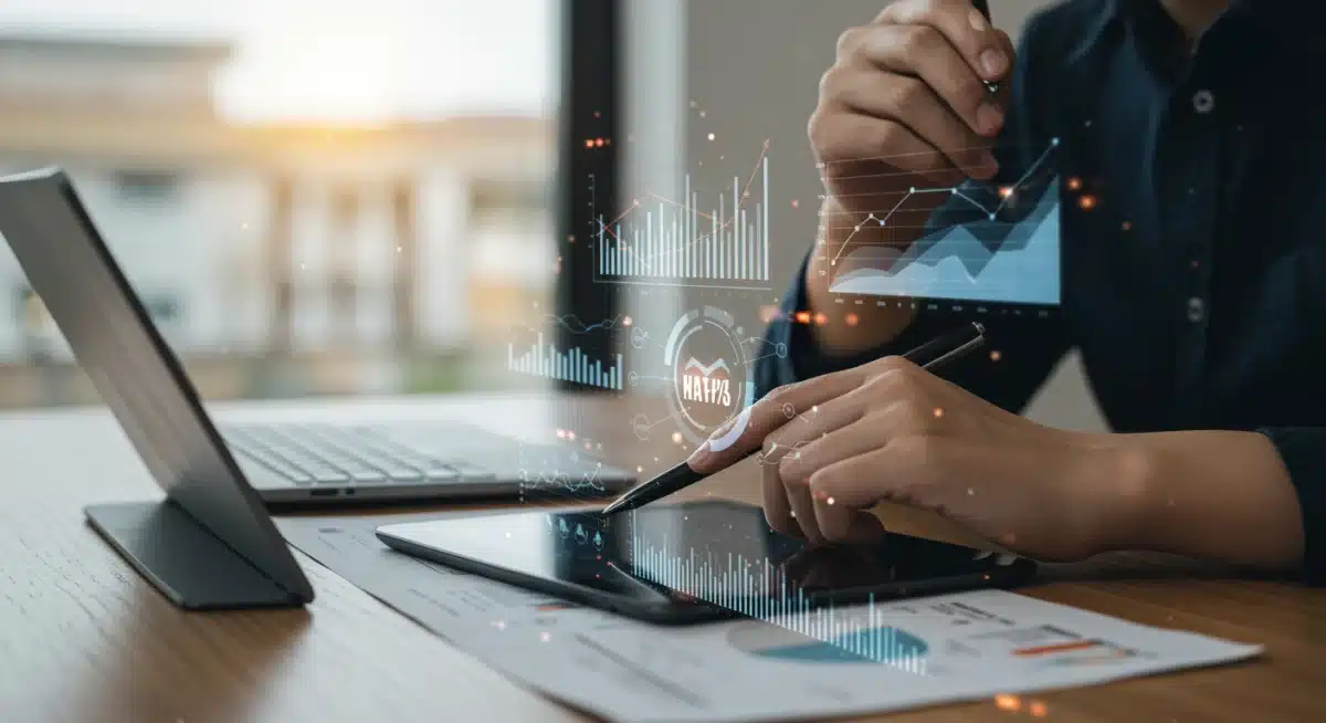 Individual reviewing financial statements on a tablet, symbolizing careful debt management and financial planning.