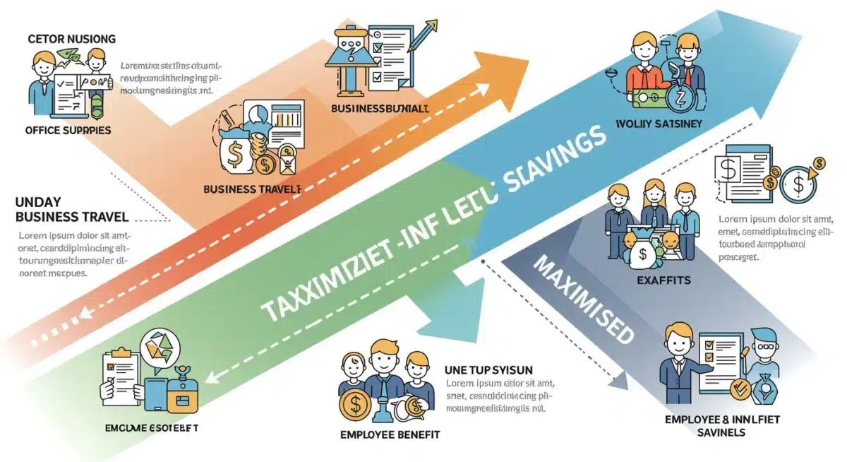 Infographic showing various small business tax deductions and savings