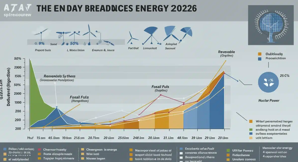 Infographic detailing US energy source breakdown and growth projections for 2026.