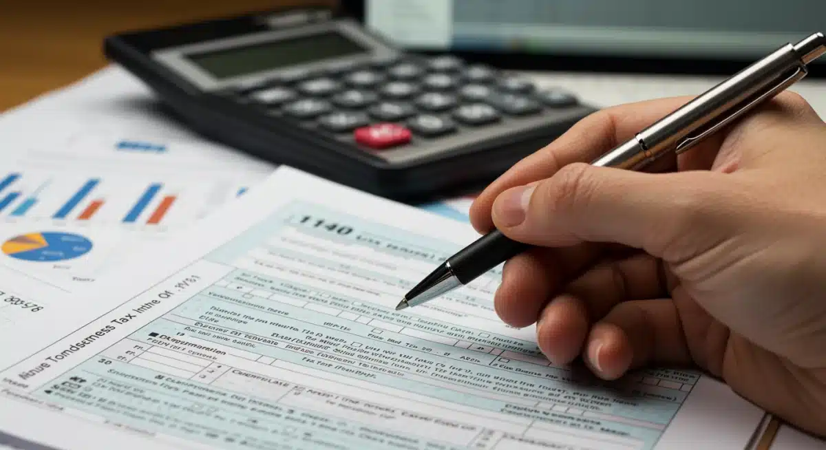 Investor meticulously reviewing capital gains tax forms and planning strategies for 2026