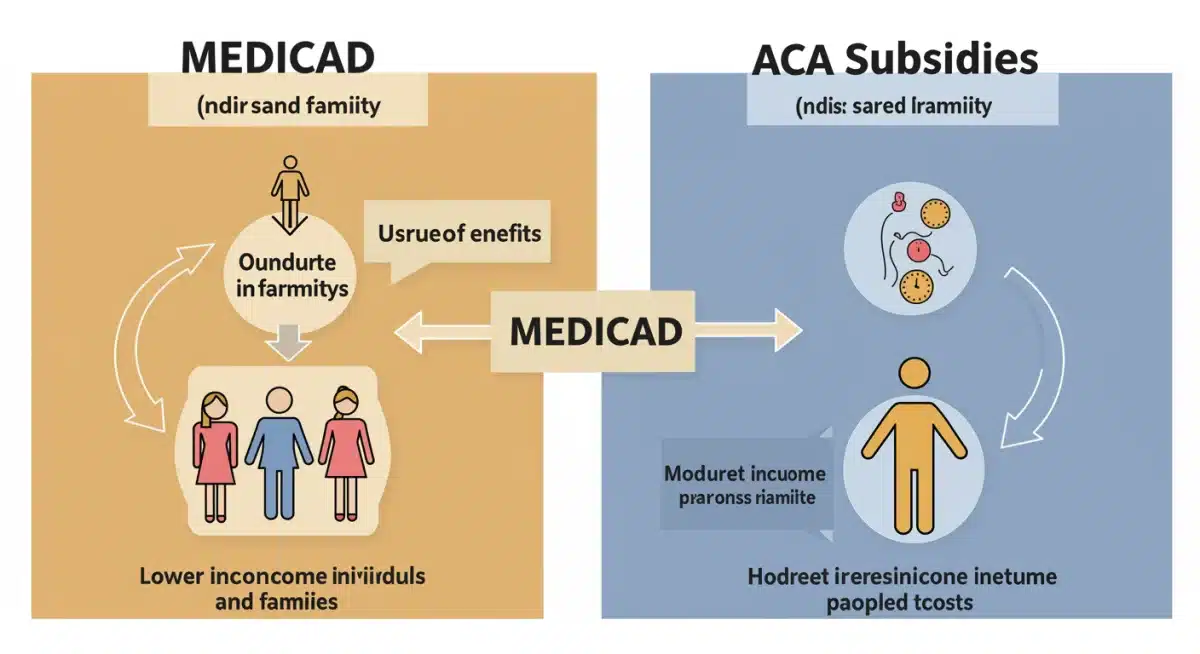 Infographic illustrating Medicaid versus ACA subsidy eligibility