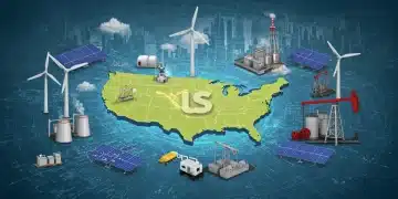 Diverse US energy production sources powering the nation, symbolizing economic stability.