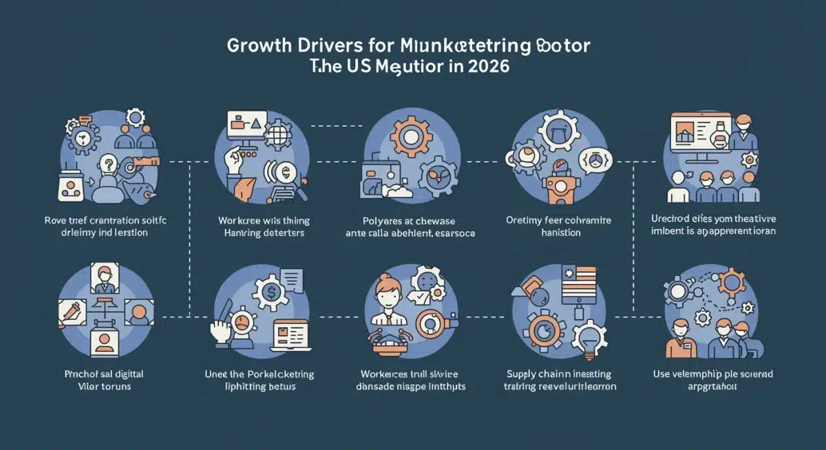 Infographic showing US manufacturing growth drivers