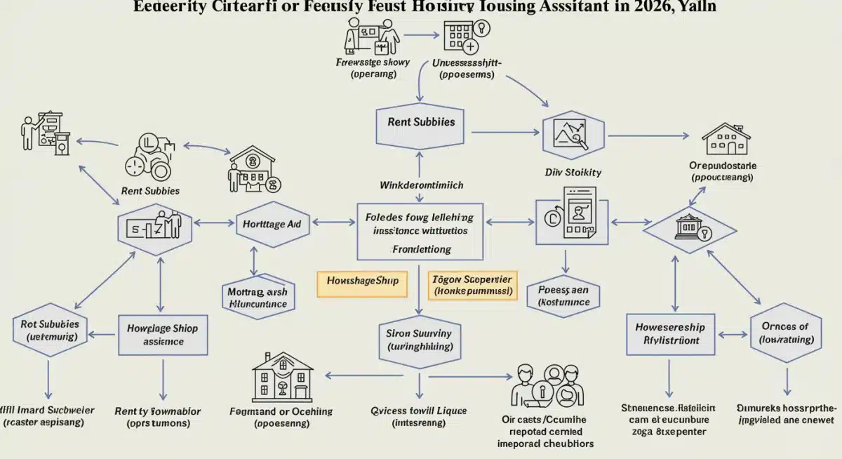 Infographic detailing eligibility criteria and pathways for 2026 federal housing assistance programs.