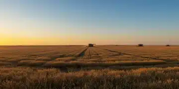 Vast golden wheat fields under a sunrise, symbolizing US agricultural prosperity and export potential.