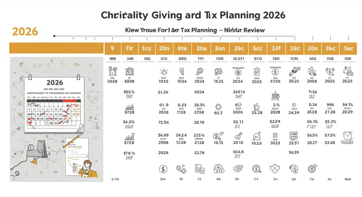 Timeline infographic of 2026 charitable giving and tax planning deadlines.