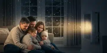 Family staying warm at home with energy assistance