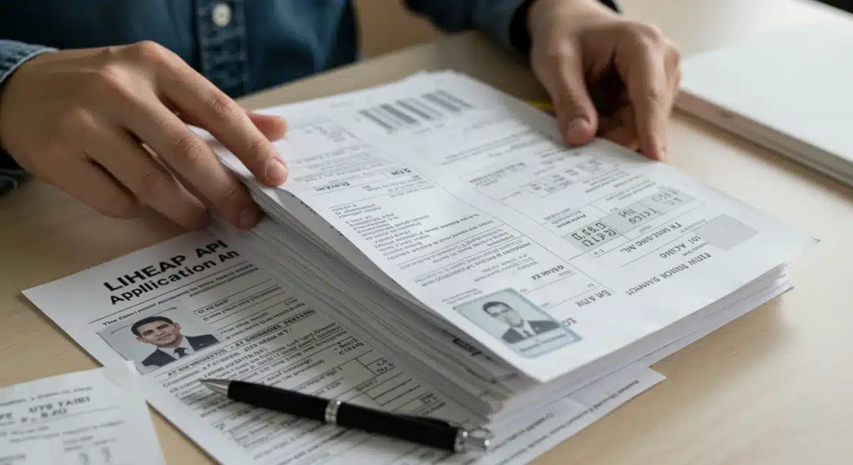 Person gathering documents for LIHEAP application