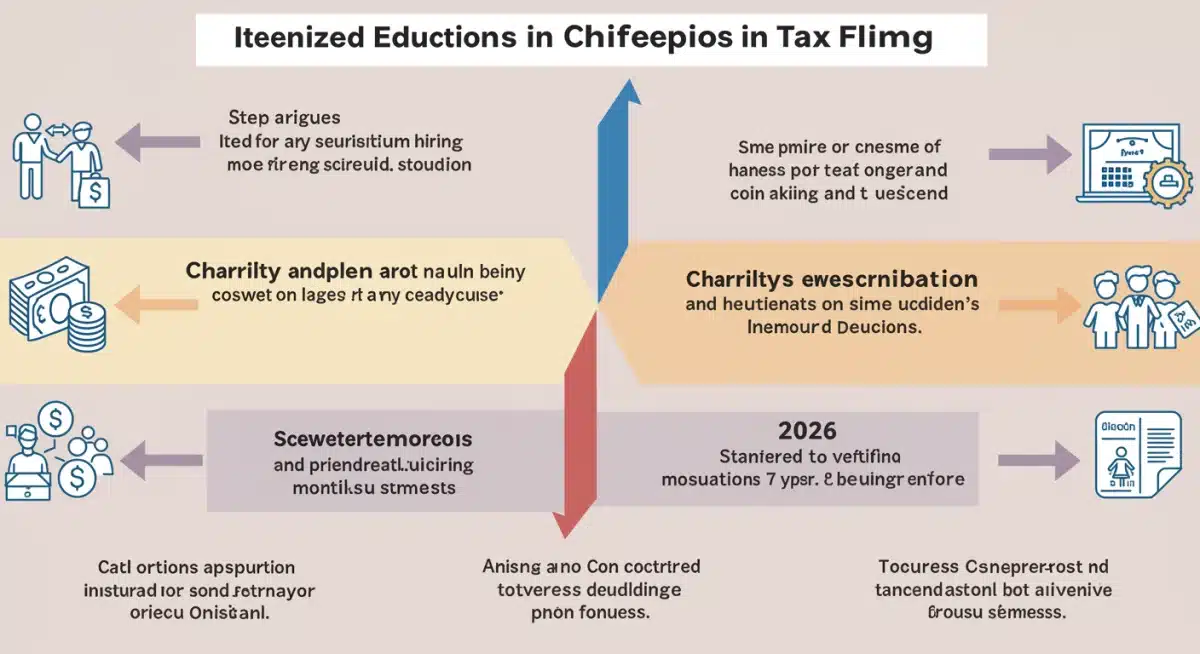 Comparison graphic of itemized vs. standard deductions, highlighting charitable contributions for 2026 tax planning.
