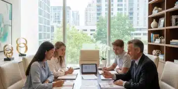 Family discussing estate tax planning with financial advisor
