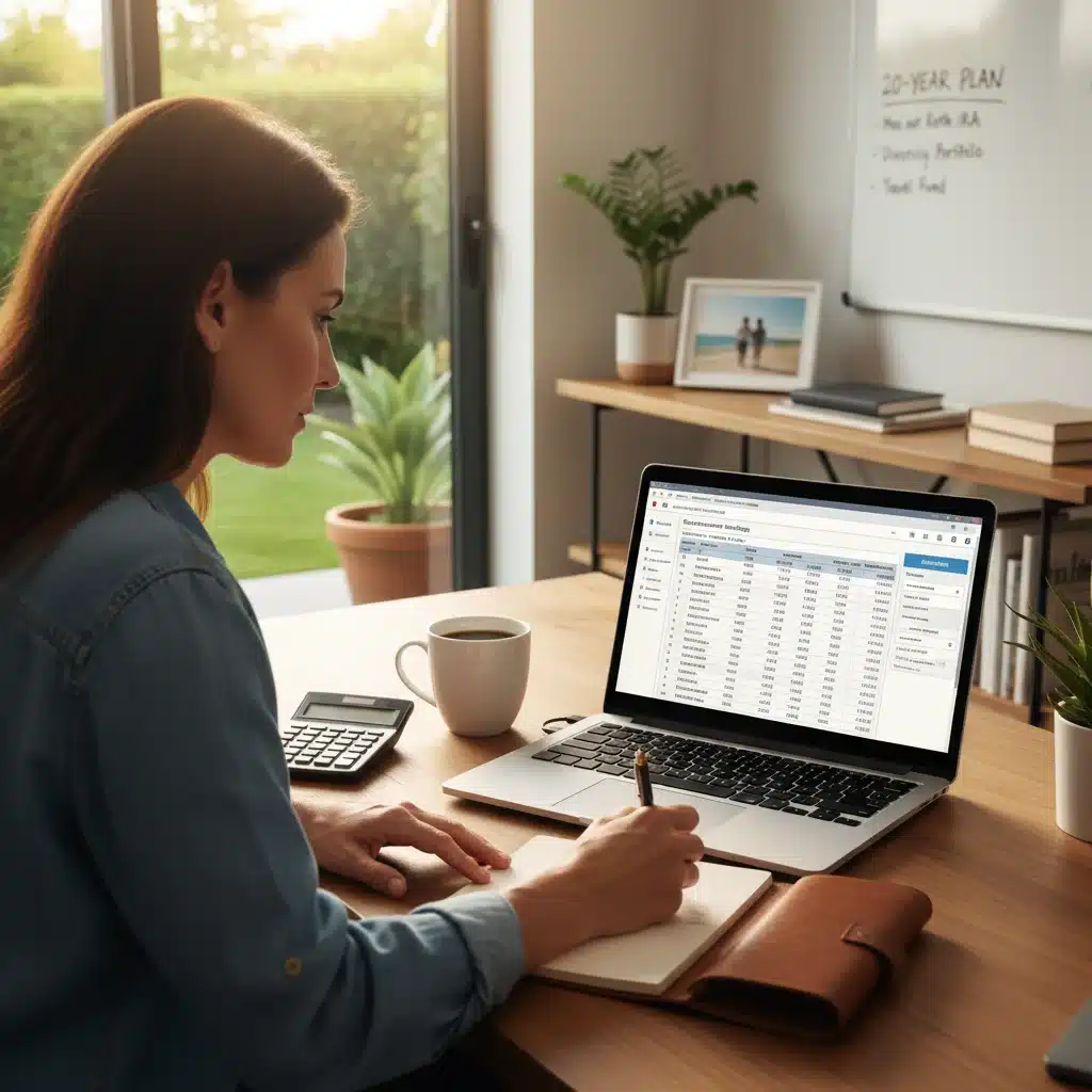 Individual diligently planning their financial future and optimizing 2026 retirement contributions using a laptop and notes.