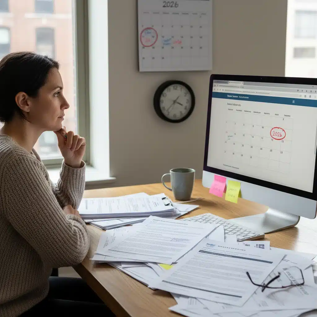 Individual researching and enrolling in 2026 healthcare plans like Medicare or Medicaid
