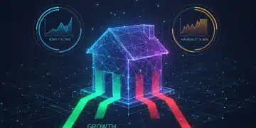Futuristic diagram illustrating 2026 housing market trends with supply, demand, and affordability indicators.