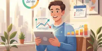 Person managing budget on tablet with financial growth charts