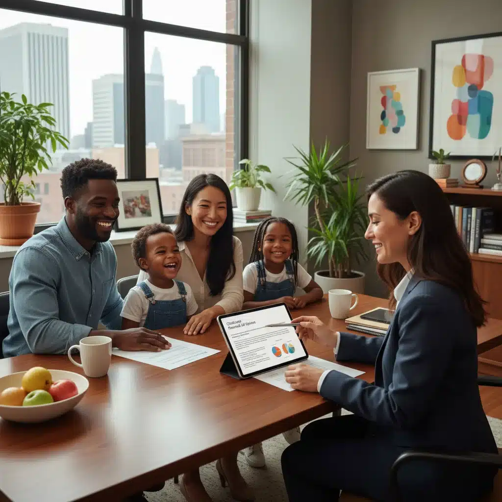 Family discussing child care financial aid with an advisor