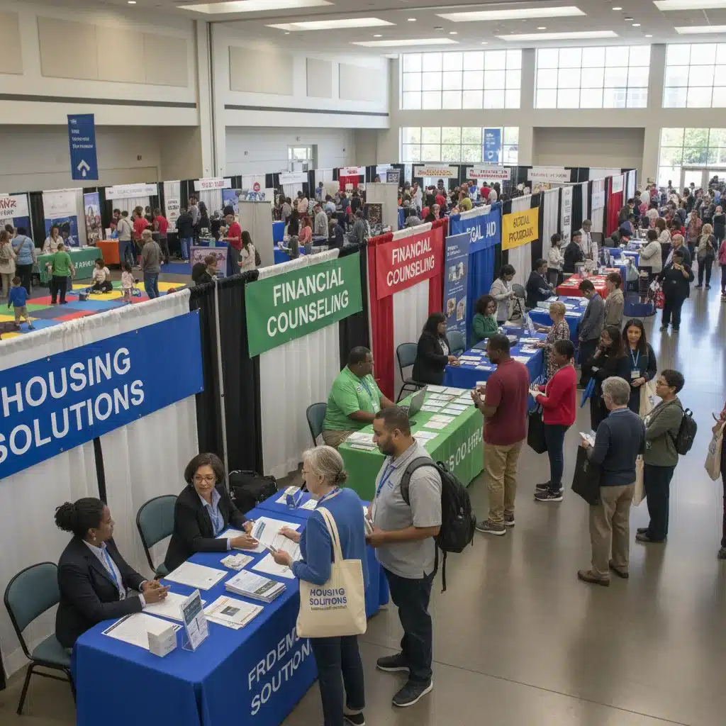 Community resource fair offering information and support for housing and rental assistance programs.