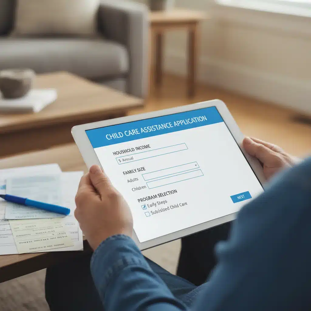 Parent applying for child care assistance online