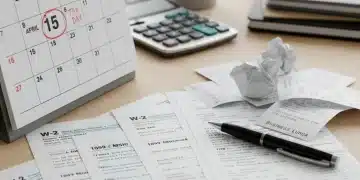 Calendar showing 2026 with tax forms and pen for tax planning