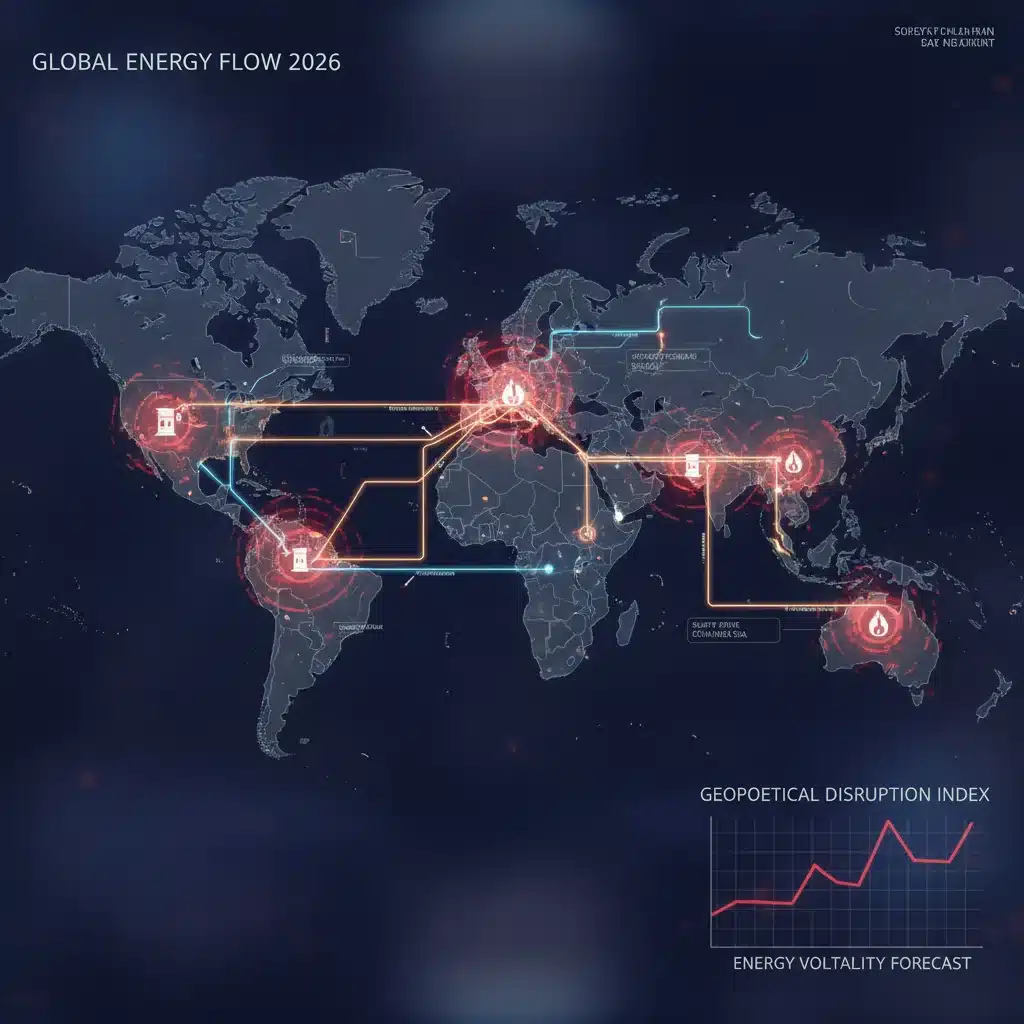 Global oil and gas pipelines emphasizing geopolitical risks to energy supply