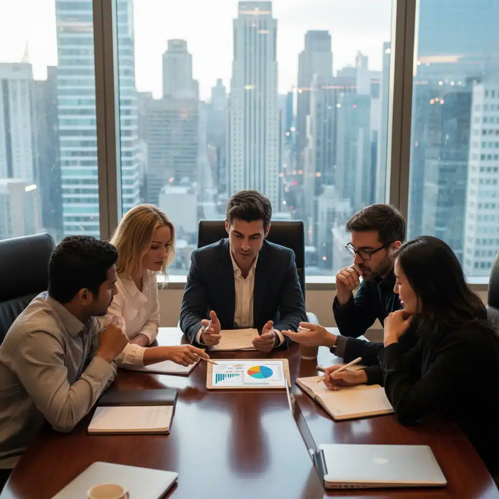 Investors discussing diversified portfolios in response to changing interest rates.