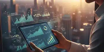 Investor reviewing financial data and low-cost ETF performance on a tablet for 2026