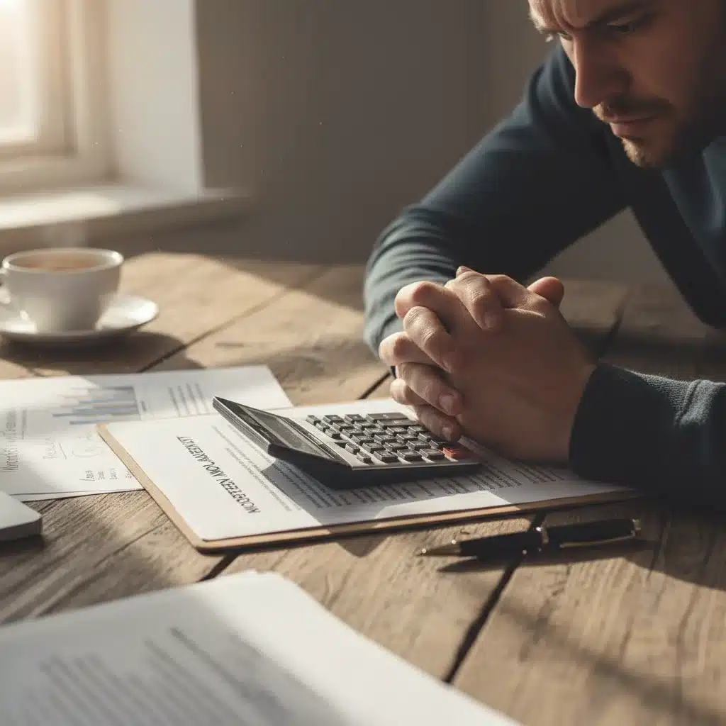 Person reviewing mortgage documents with a calculator, symbolizing rising borrowing costs.