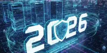 Paisaje digital futurista con dispositivos interconectados y flujos de datos, simbolizando la actualización de software en 2026.