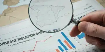 IPC 3.5% en 2026: ¿Cómo Afecta tu Poder Adquisitivo en España? Hombre analizando datos económicos de España con lupa y gráficos de inflación.
