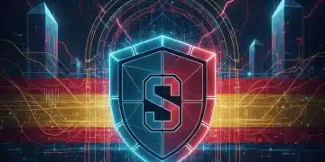 Escudo digital protegiendo datos en un entorno futurista de ciberseguridad en España 2026