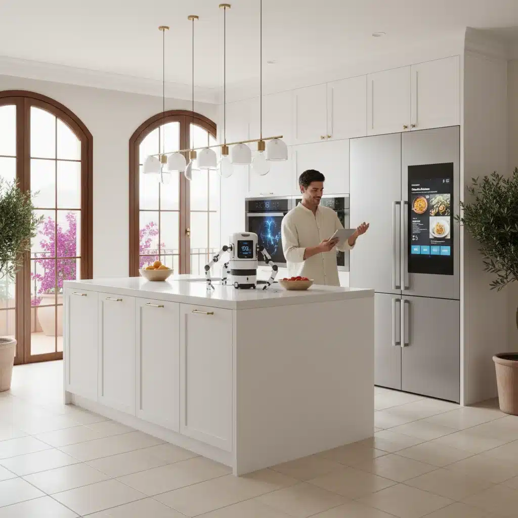 Cocina inteligente con electrodomésticos de IA en un hogar español