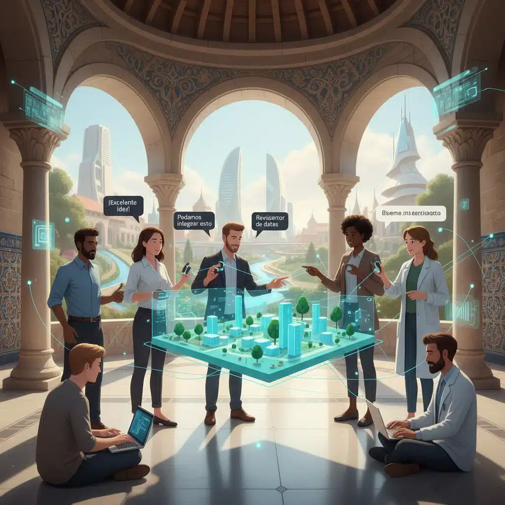 Colaboración inmersiva en realidad virtual para equipos de trabajo españoles.