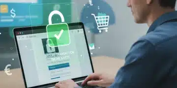 Compras Online Seguras 2026: Guía España para Evitar Fraudes Icono de candado seguro sobre una pantalla de portátil, simbolizando compras online seguras en España.