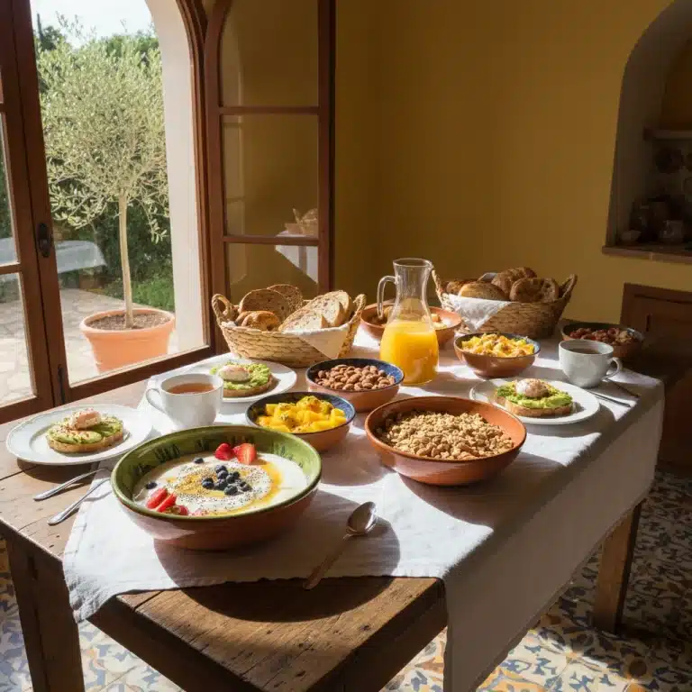 Variedad de desayunos rápidos y nutritivos para empezar el día con energía en España.