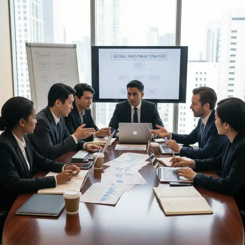Asesores financieros discutiendo estrategias de inversión diversificadas para proteger el capital.